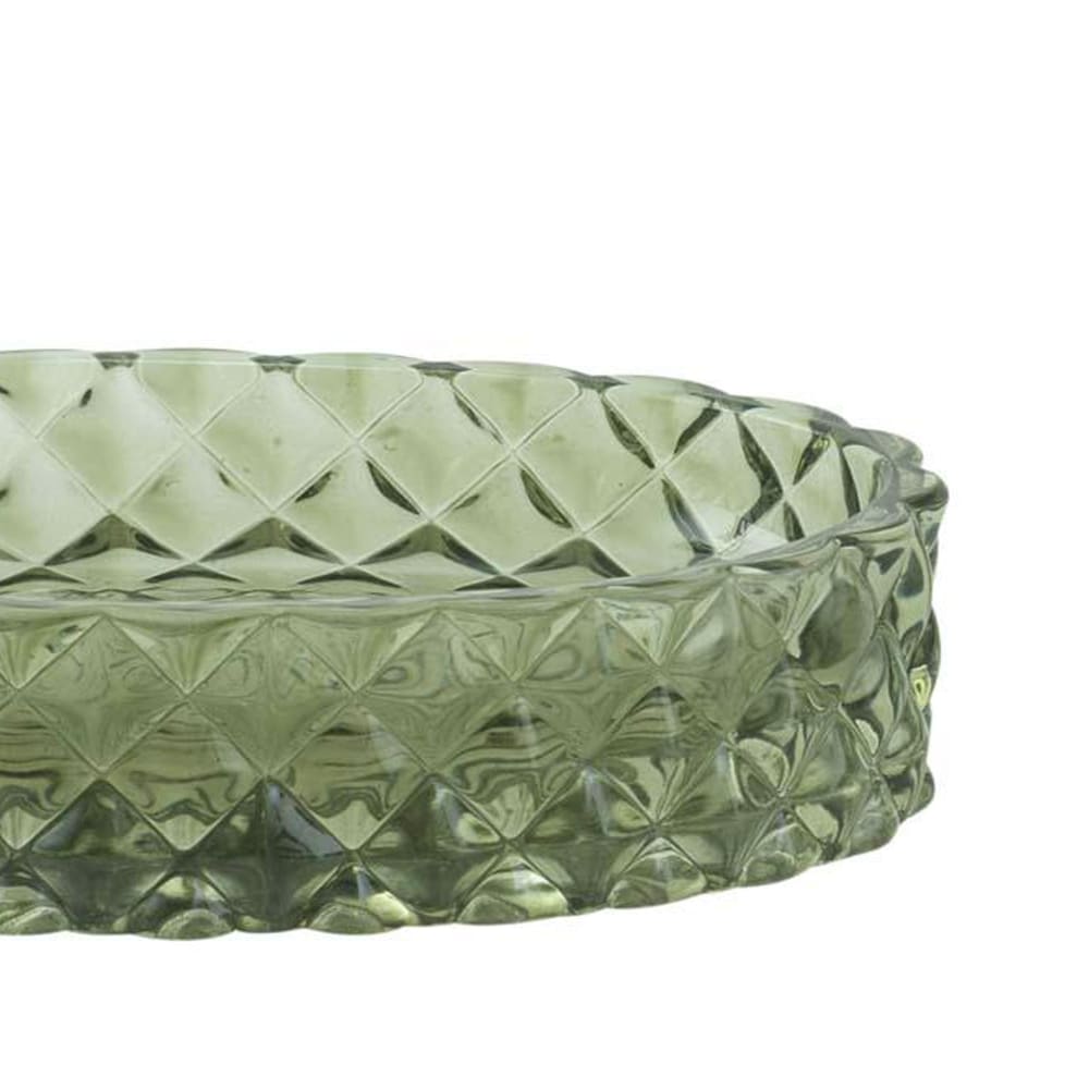 Porte savon en verre diamant vert 13x9x3cm - Maisons du Monde