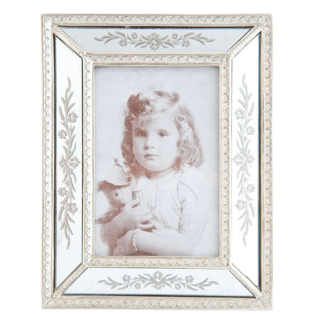 Cadre photo classique mural ou à poser en résine argenté et miroirs 10