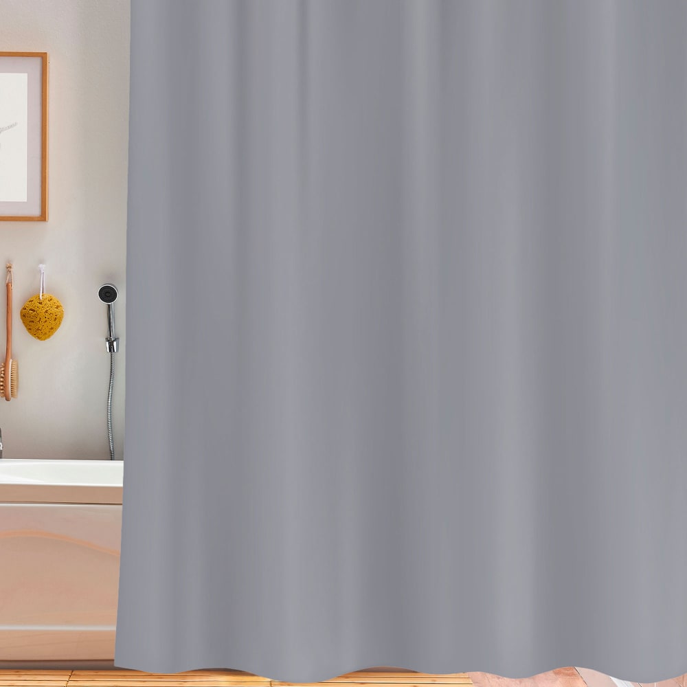 Rideau de douche plastique gris avec 12 anneaux 180x200cm - Maisons du Monde