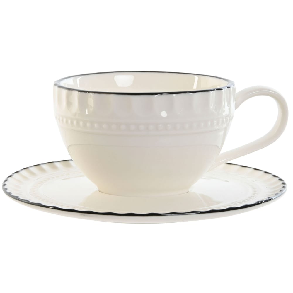 WADIGA Très élégante tasse en porcelaine blanche et noire. Dimensions: Hauteur 5.3 x diamètre 12.5cm Couleur: Blanc et noir Matière: Porcelaine