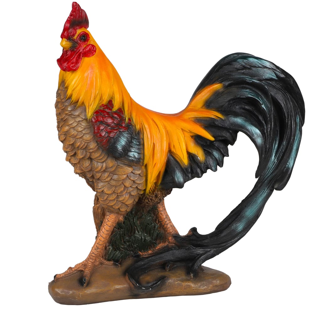 WADIGA Coq en résine multicolore. Élément déco idéal pour une décoration style campagne. Dimensions: 34x12x36cm Couleur: Multicolore Matière: Résine