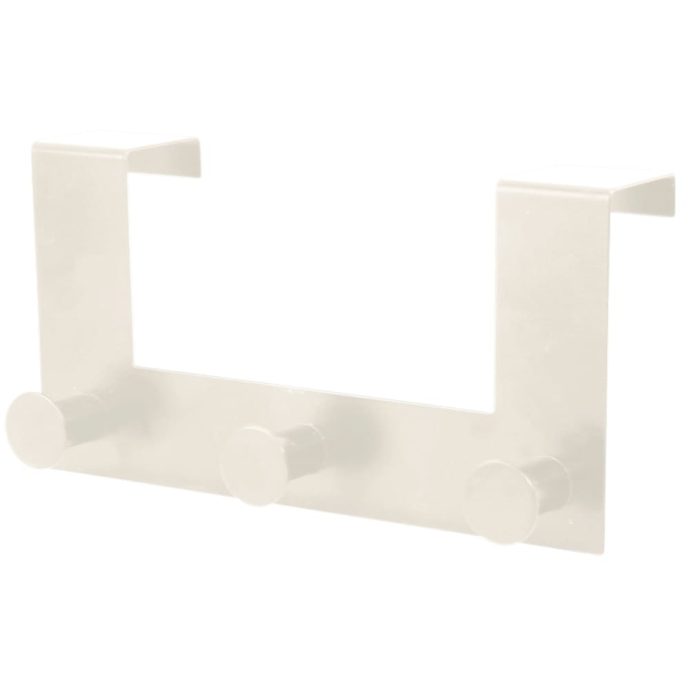 Portemanteau de porte 3 crochets en métal blanc 22x22x10cm