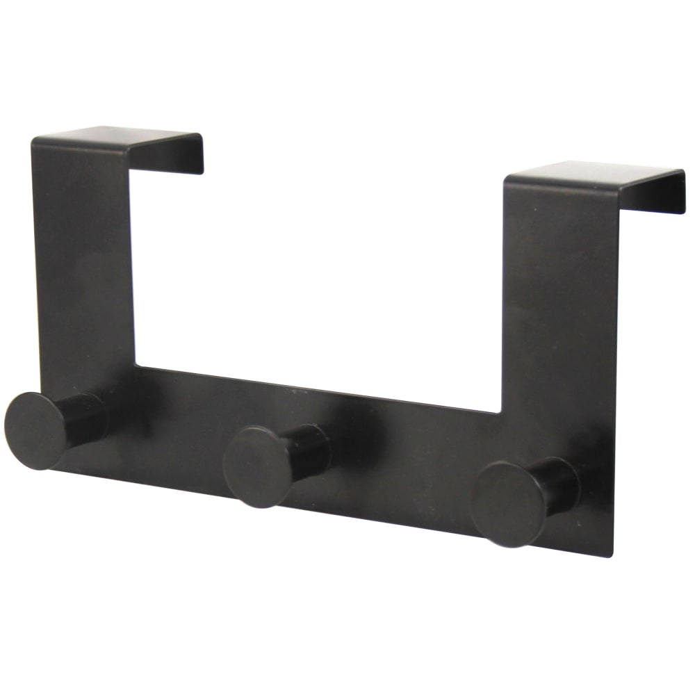 Portemanteau de porte 3 crochets en métal noir 22x22x10cm
