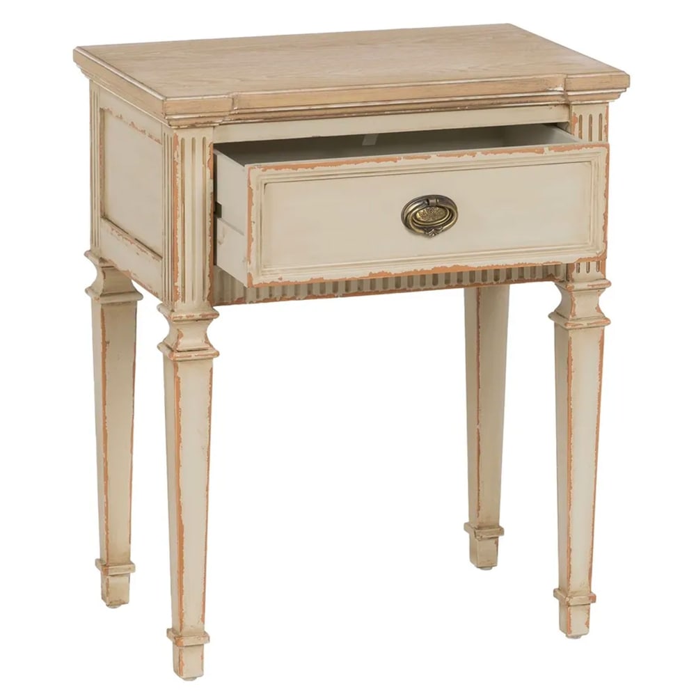 Table de chevet classique en bois beige effet vieilli 56x36x68cm - Maisons du Monde