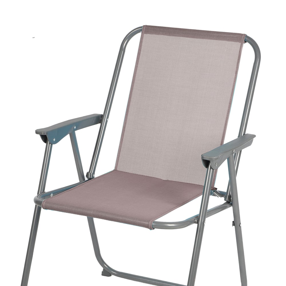 Fauteuil de jardin pliable en métal et textilène taupe 53x55x75cm - Maisons du Monde