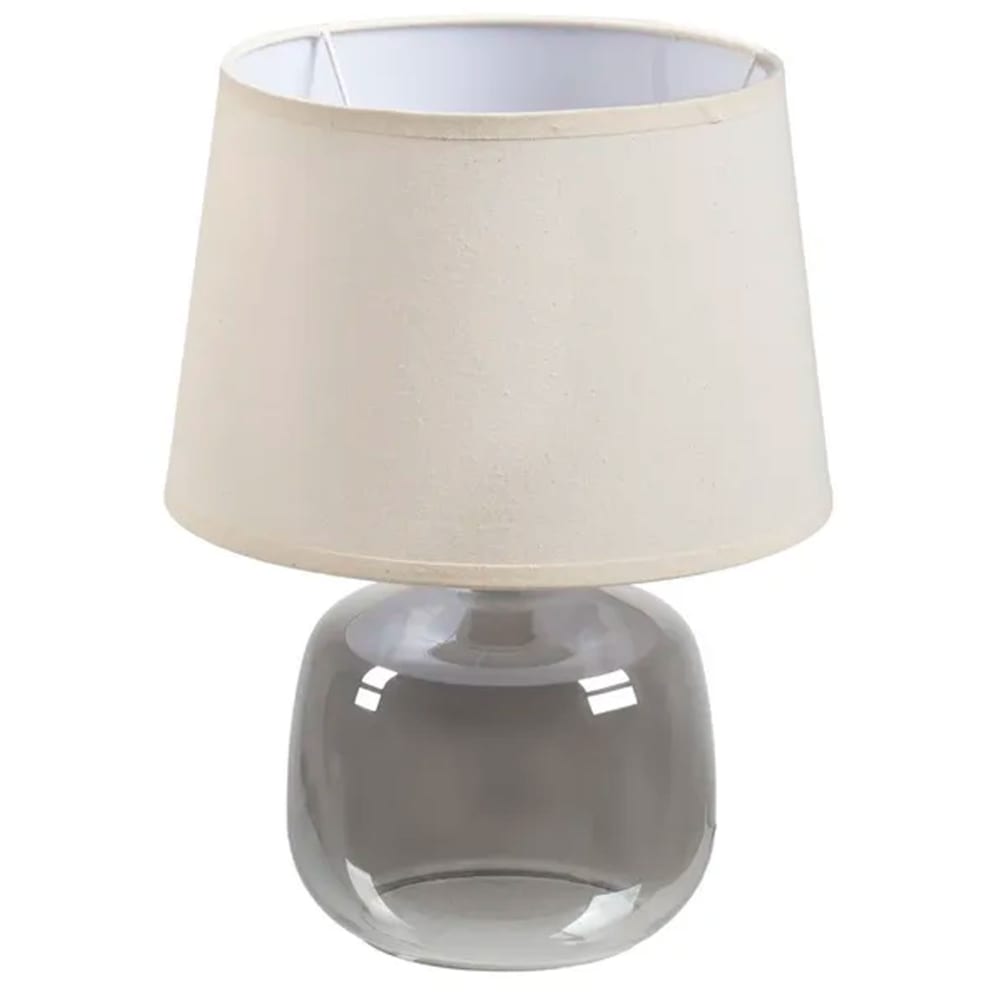 Wadiga Lampe à poser pied en verre gris et abat jour beige 27x27x37cm style classique chic