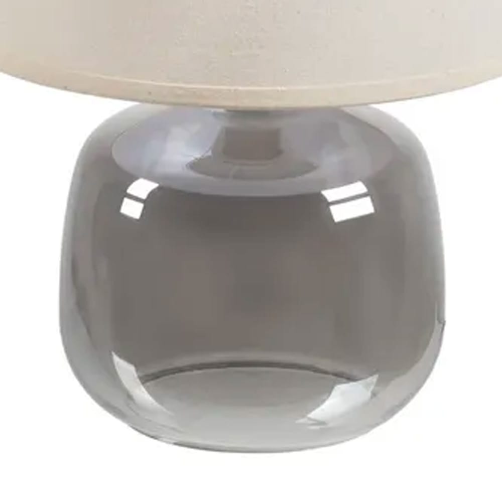 Lampe à poser pied en verre gris et abat jour beige 27x27x37cm - Maisons du Monde