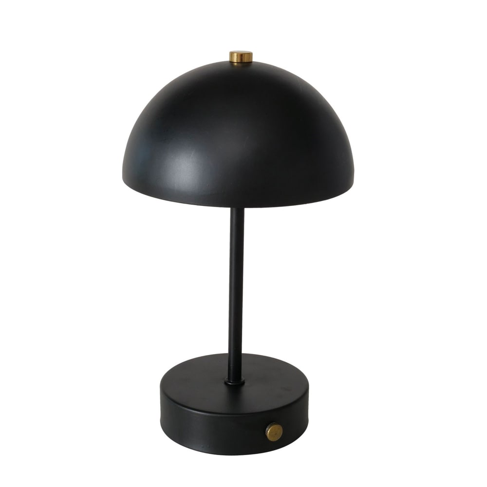Lampe à poser champignon en métal noir LED sans fil 15x15x26cm