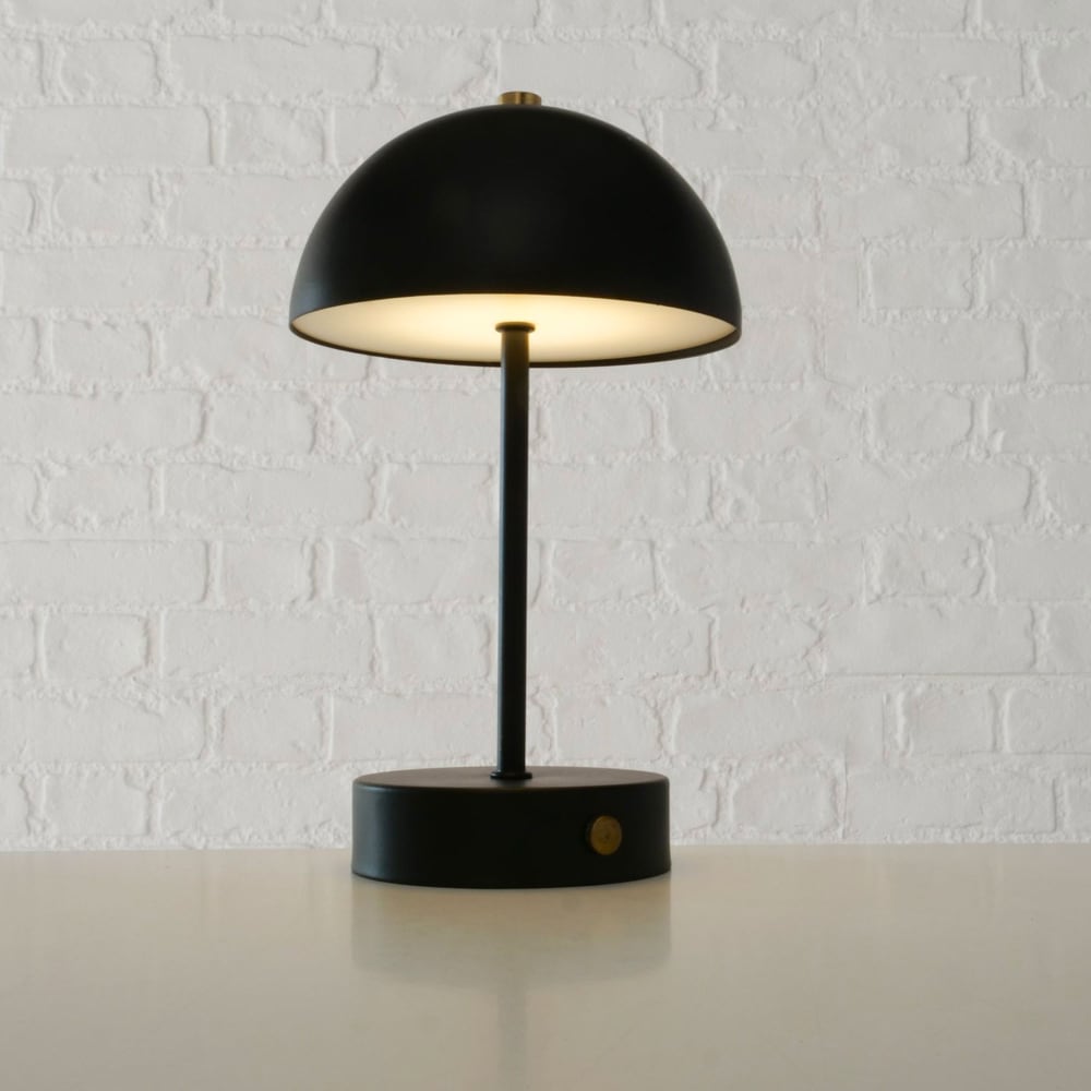 Lampe à poser champignon en métal noir led sans fil 15x15x26cm — vue 3