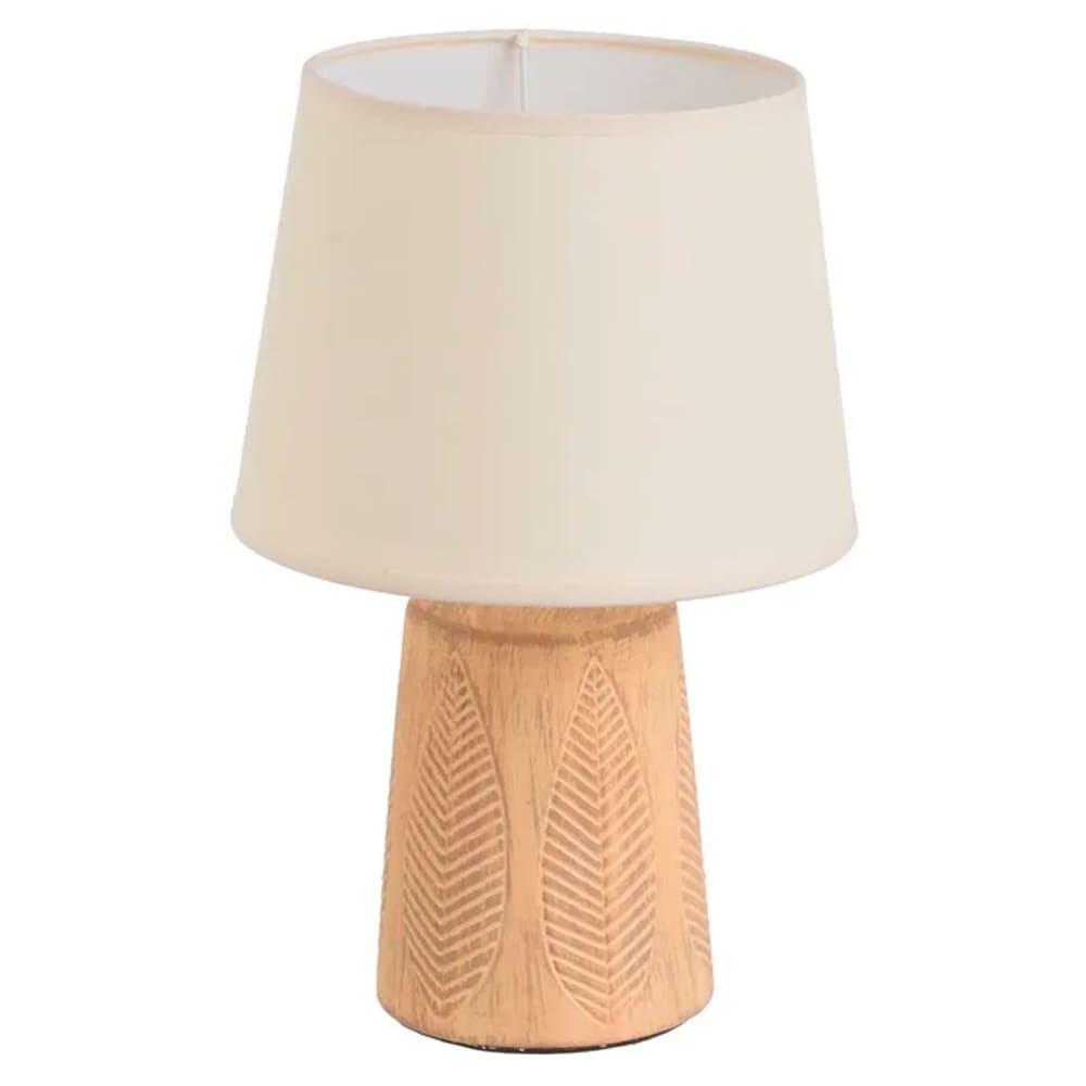 Lampe à poser en céramique terracota et abat jour beige 21x21x32cm