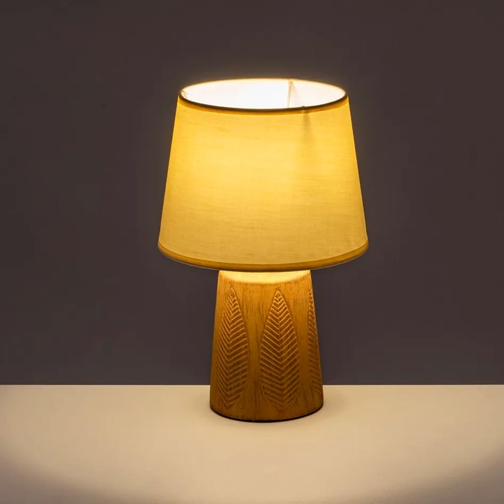 Lampe à poser en céramique terracota et abat jour beige 21x21x32cm - Maisons du Monde