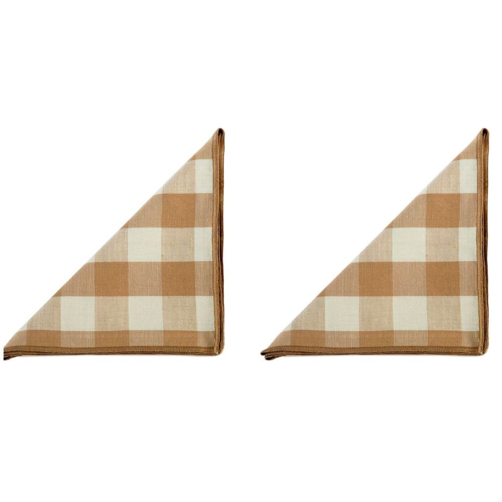 Set de 2 serviettes de table vichy beige lin et coton 40x40cm
