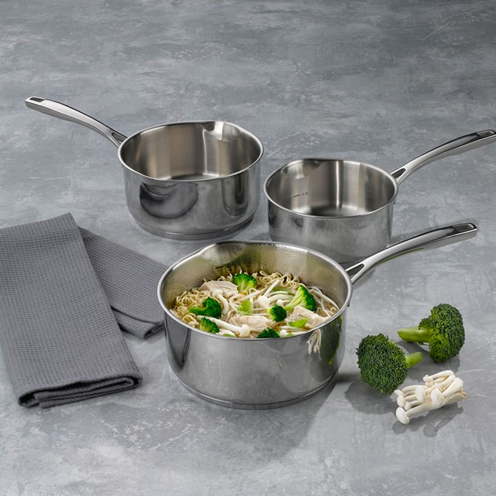 Set de 3 casseroles inox 16/18/20cm