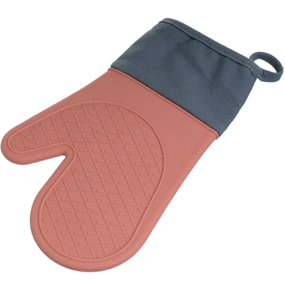 WADIGA Gant polyester et silicone bicolore antidérapant. Résiste jusqu'à 230°. Dimensions: 19x30cm Matière: Polyester et silicone Couleur: Gris et
