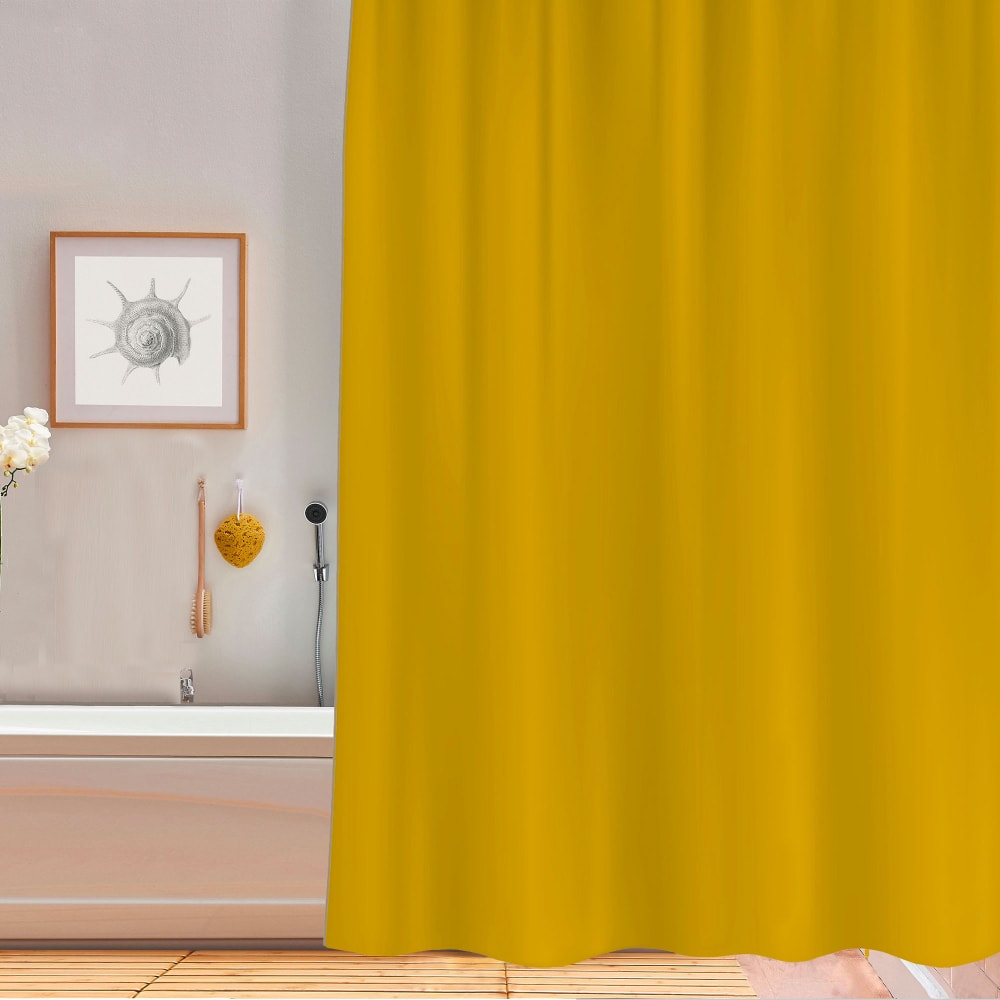 Rideau de douche plastique jaune avec 12 anneaux 180x200cm - Maisons du Monde