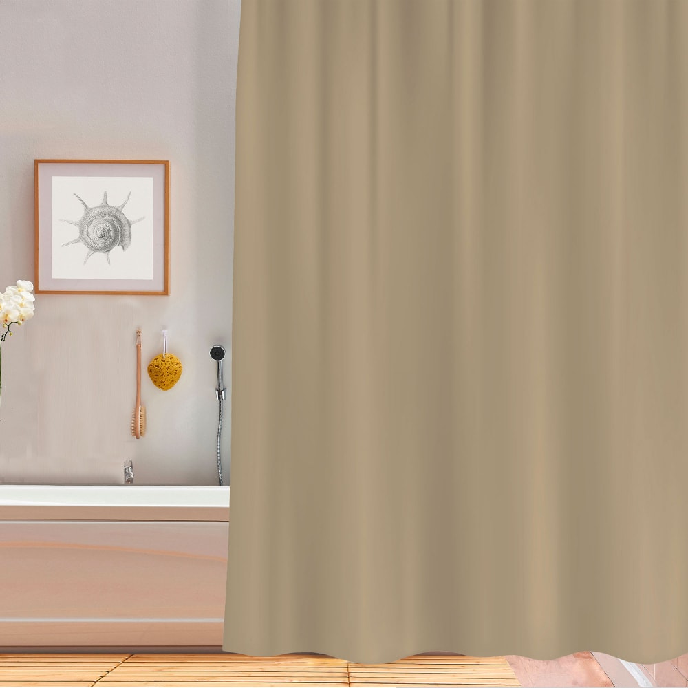 Rideau de douche plastique beige sable avec 12 anneaux 180x200cm - Maisons du Monde