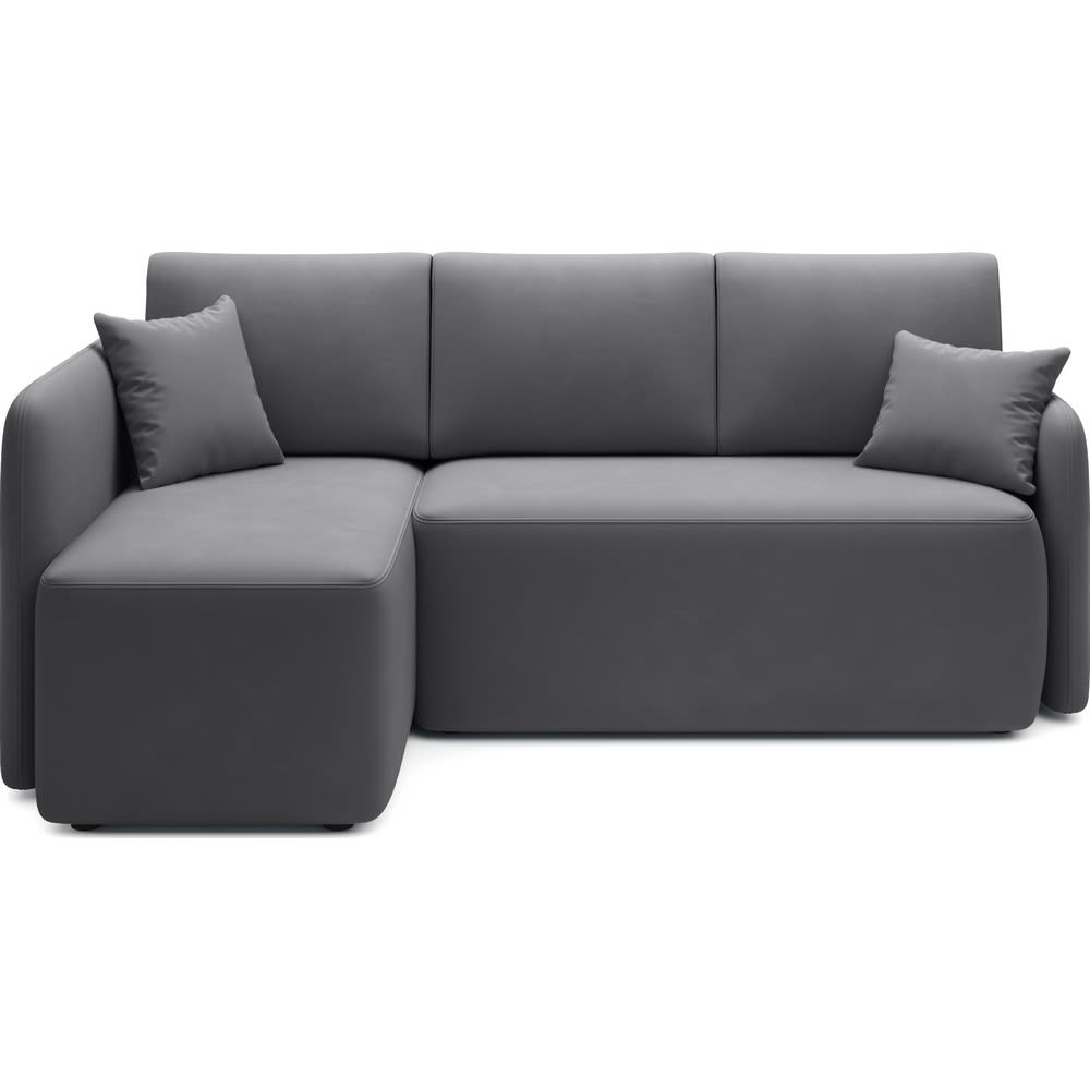 Canapé angle gauche convertible velours gris foncé 3 places