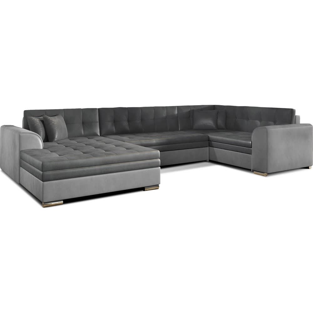 Canapé convertible velours gris foncé/clair 7 places