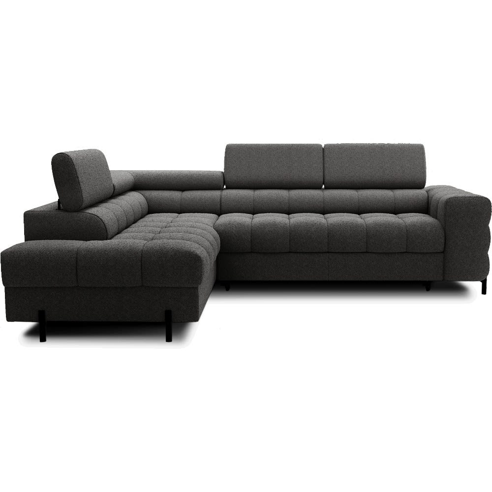 Canapé angle gauche convertible tissu anthracite 5 places