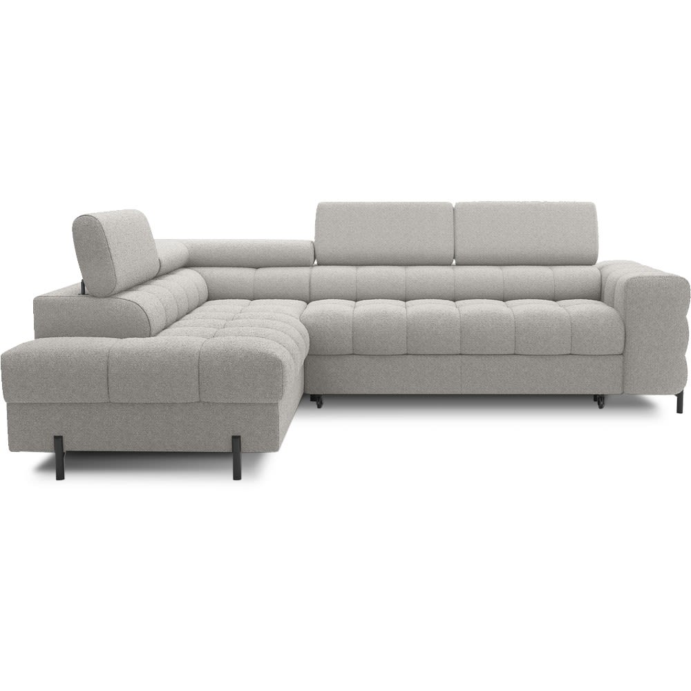 Canapé angle gauche convertible tissu bouclette gris 5 places