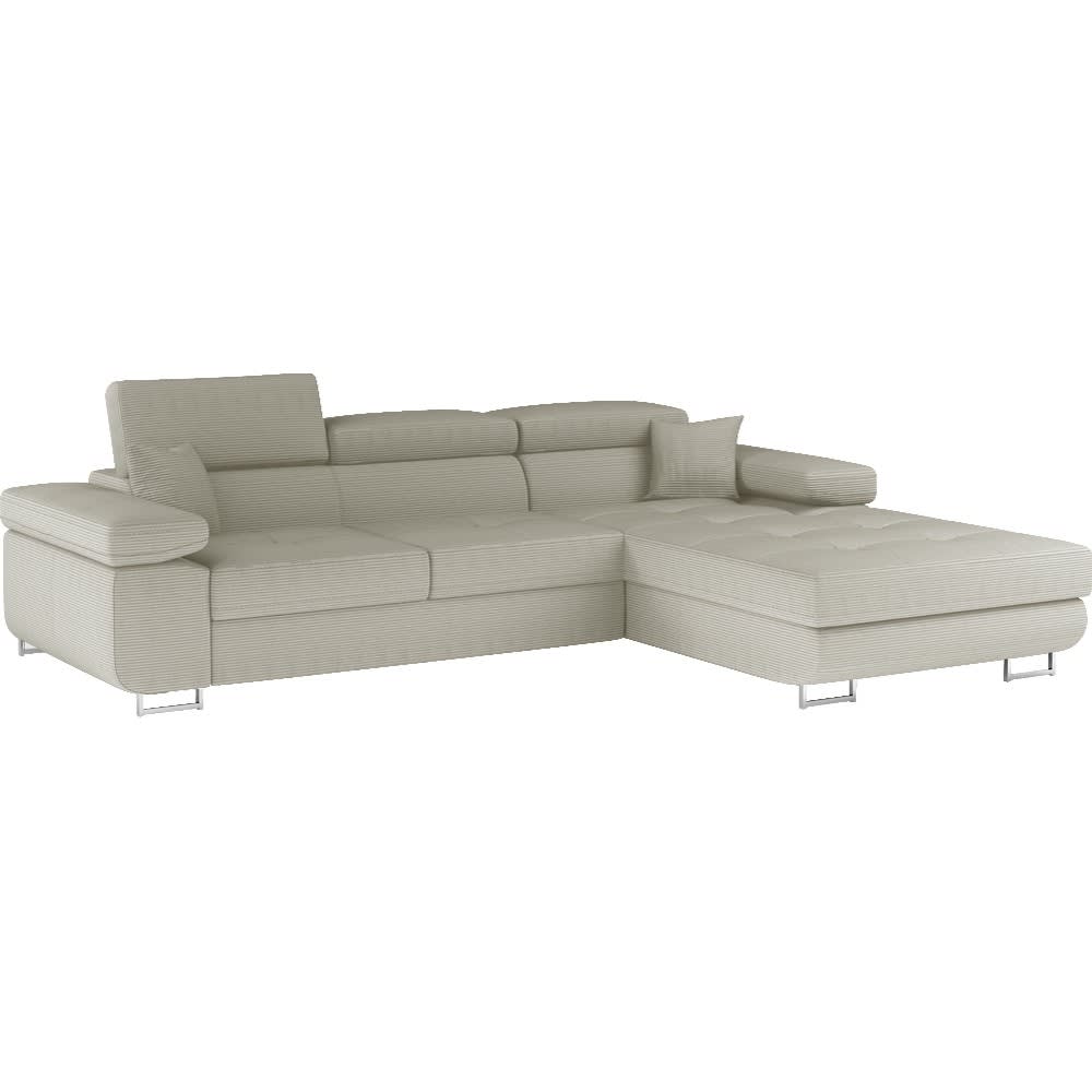 Canapé angle droit convertible velours beige 5 places