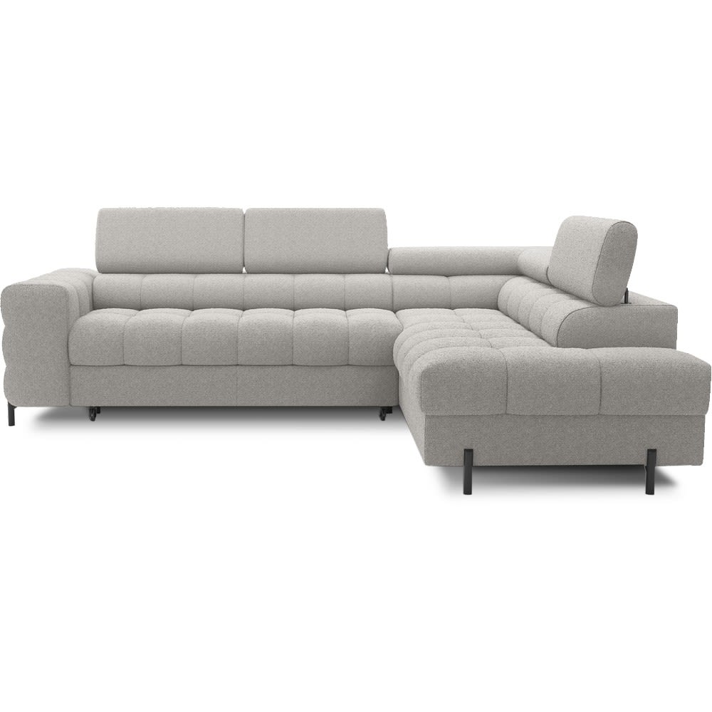 Canapé angle droit convertible tissu bouclette gris 5 places