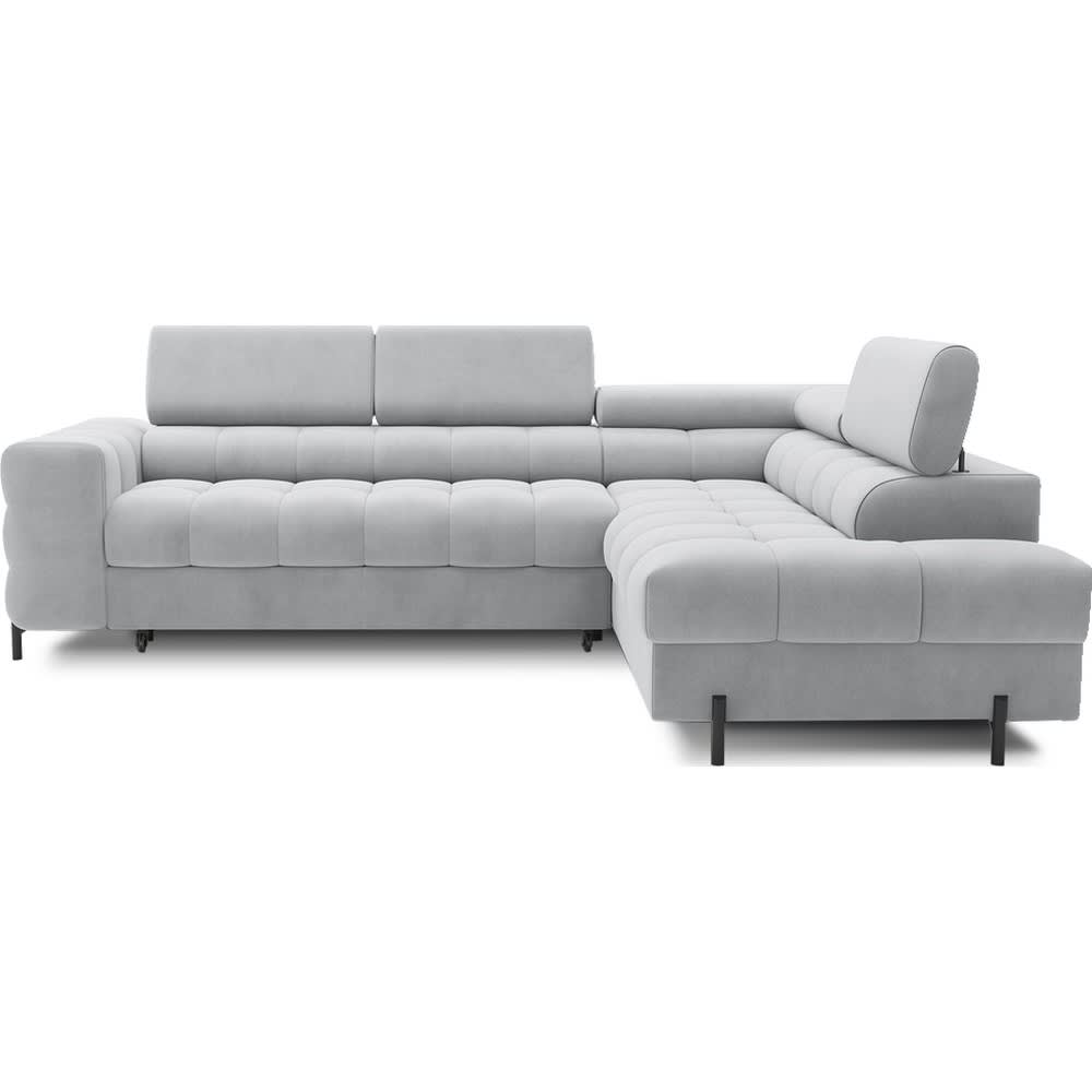 Canapé angle droit convertible velours gris 5 places