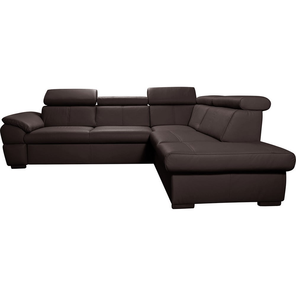 Canapé d'angle droit en cuir noir 5 places