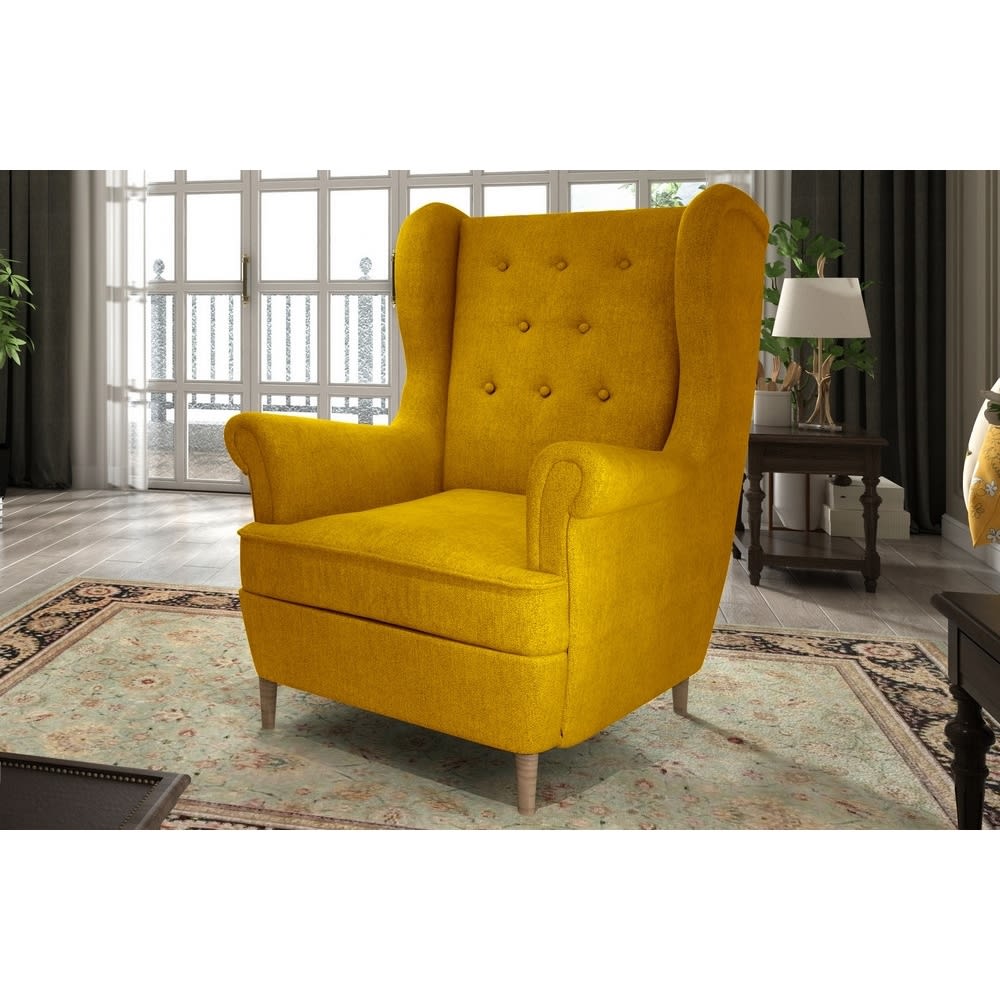 Fauteuil 1 place tissu moutarde