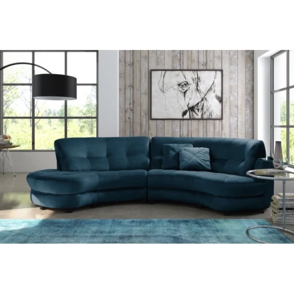 Canapé velours bleu foncé 5 places, côté accoudoir droit