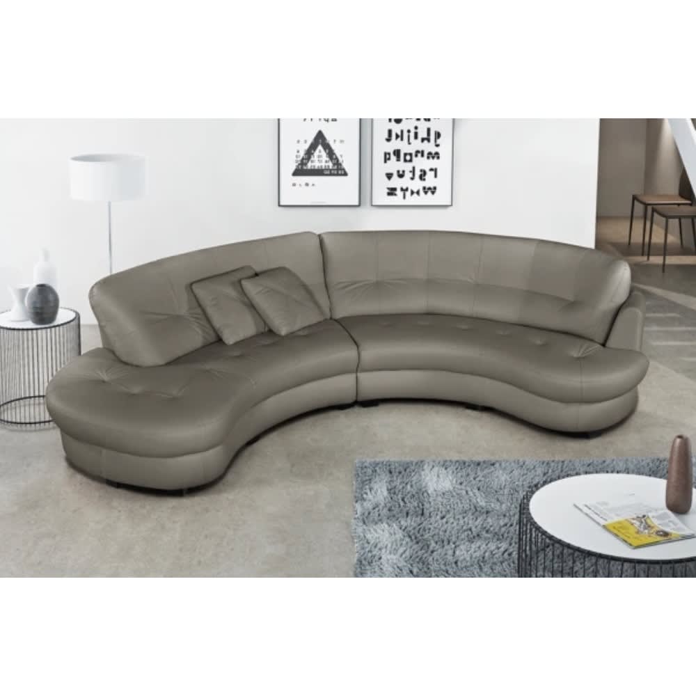 Canapé en cuir gris foncé 5 places, côté accoudoir droit