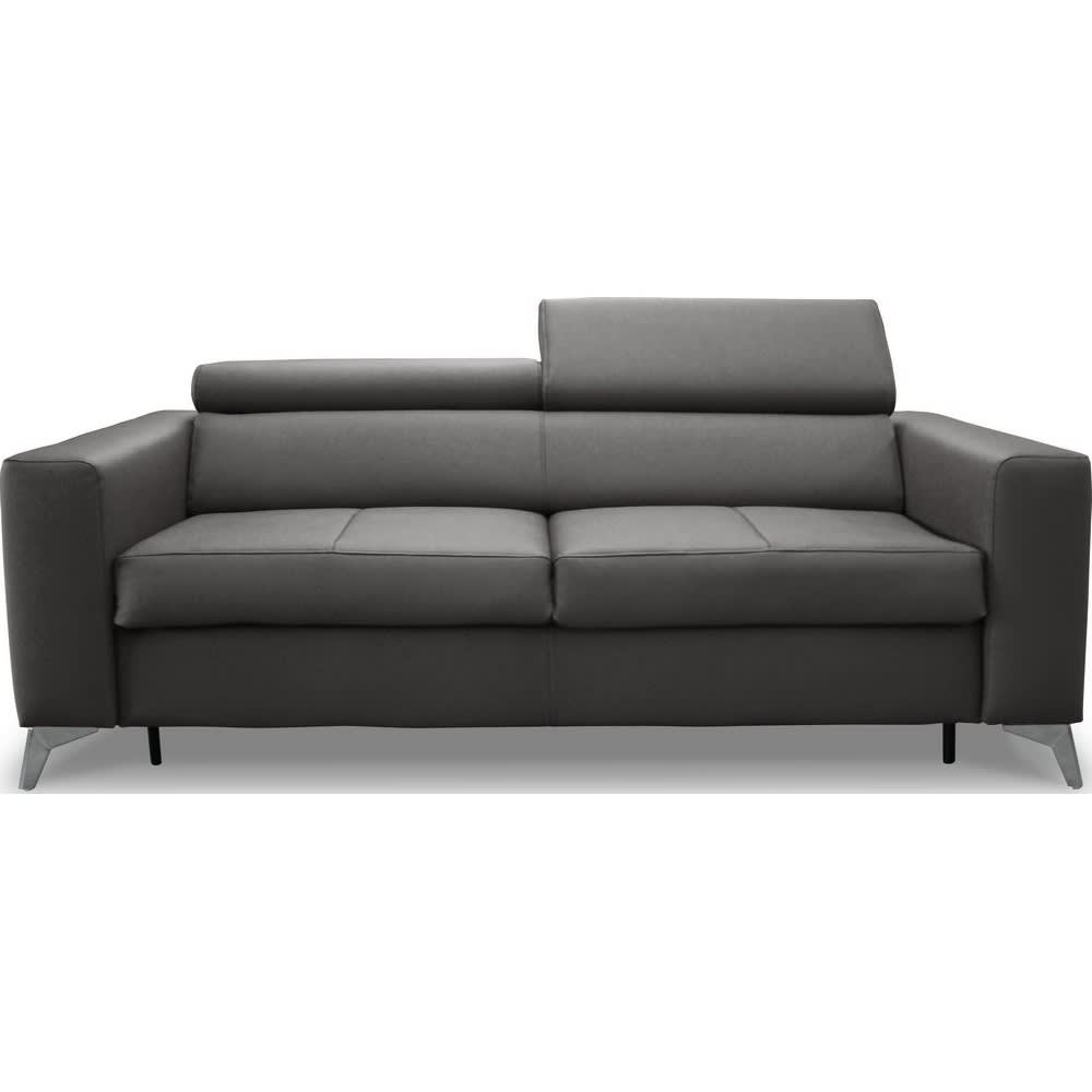 Canapé 3 places convertible quotidien cuir gris foncé