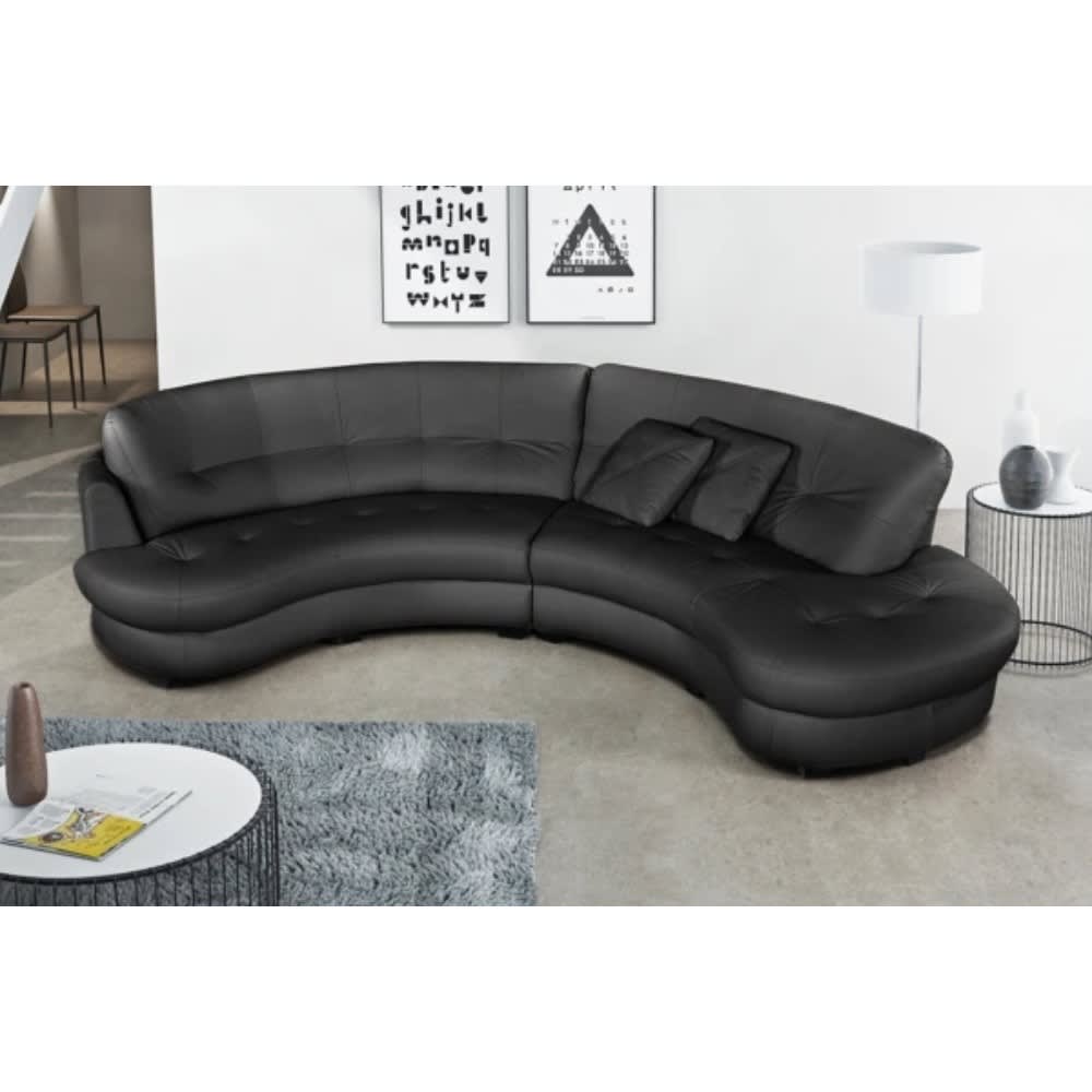 Canapé en cuir noir 5 places, côté accoudoir gauche