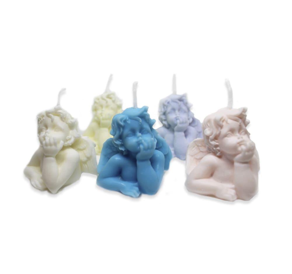 Un Jour Un Désert Lot 5 bougies ange multicolore H5 style campagne - Cire