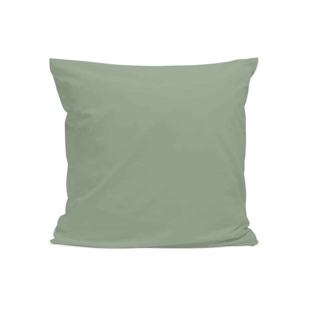 Taie d'oreiller unie en percale de coton sauge 65x65cm