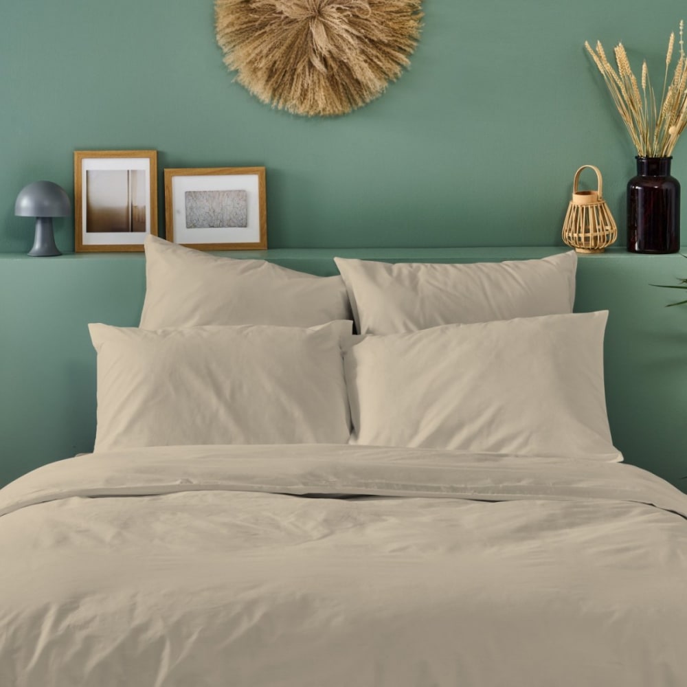 Taie d'oreiller unie en percale de coton lin 50x75cm — vue 3
