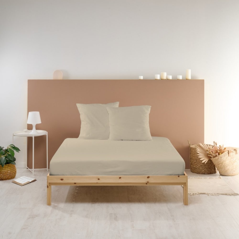 Drap housse uni en percale de coton lin 90x190cm — vue 3
