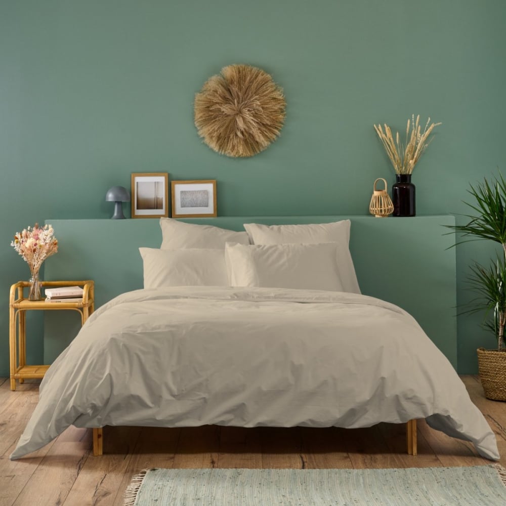 Parure de lit 1 personne coton percale lin 140x200cm