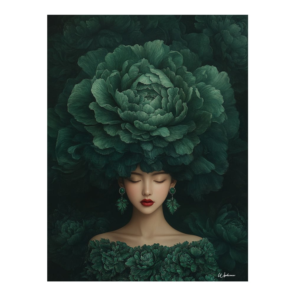 Un Jour Un Désert Gemälde Frau mit Blumen alu-dibond 15x20, Mehrfarbig style classic chic Mehrfarbig