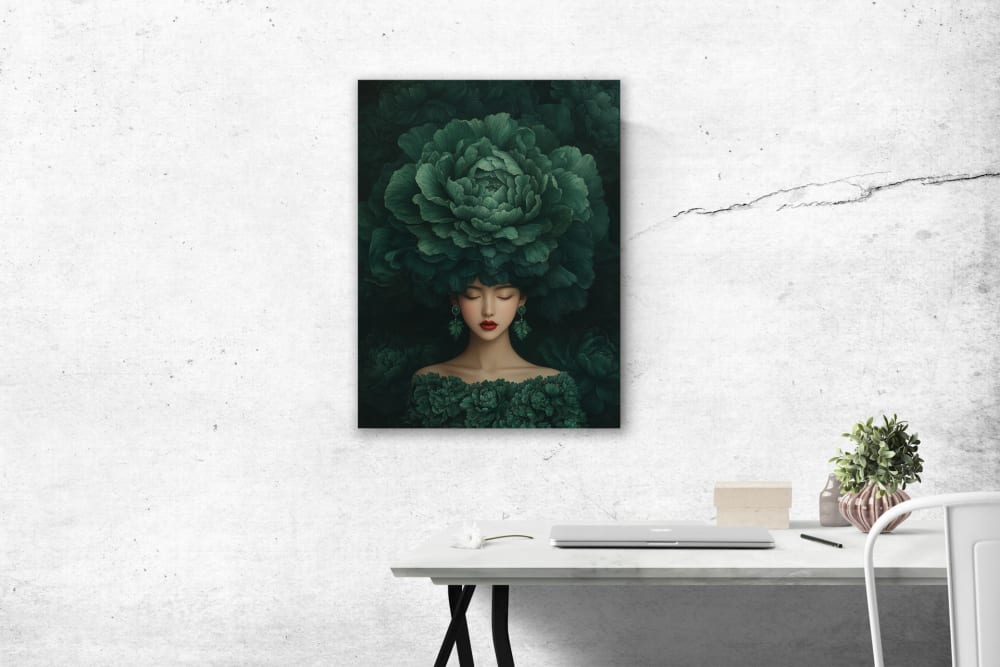 Gemälde Frau mit Blumen alu-dibond 15x20, Mehrfarbig - Maisons Du