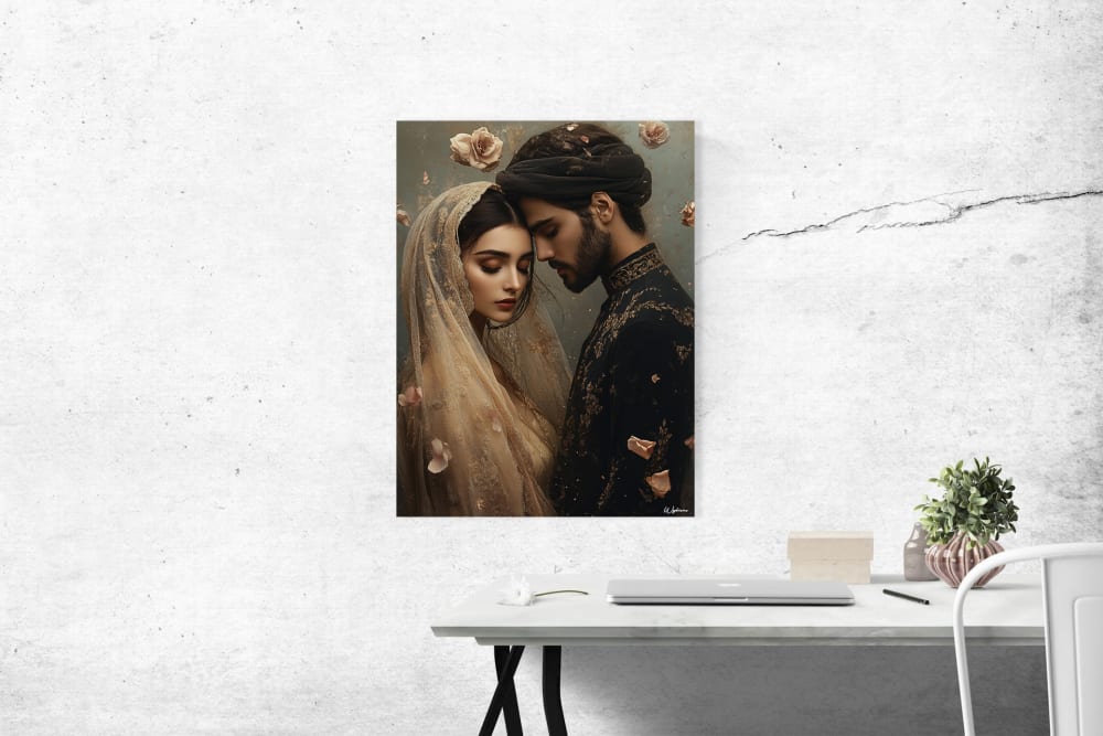 Tableau Couple & fleurs alu dibond 60x80
