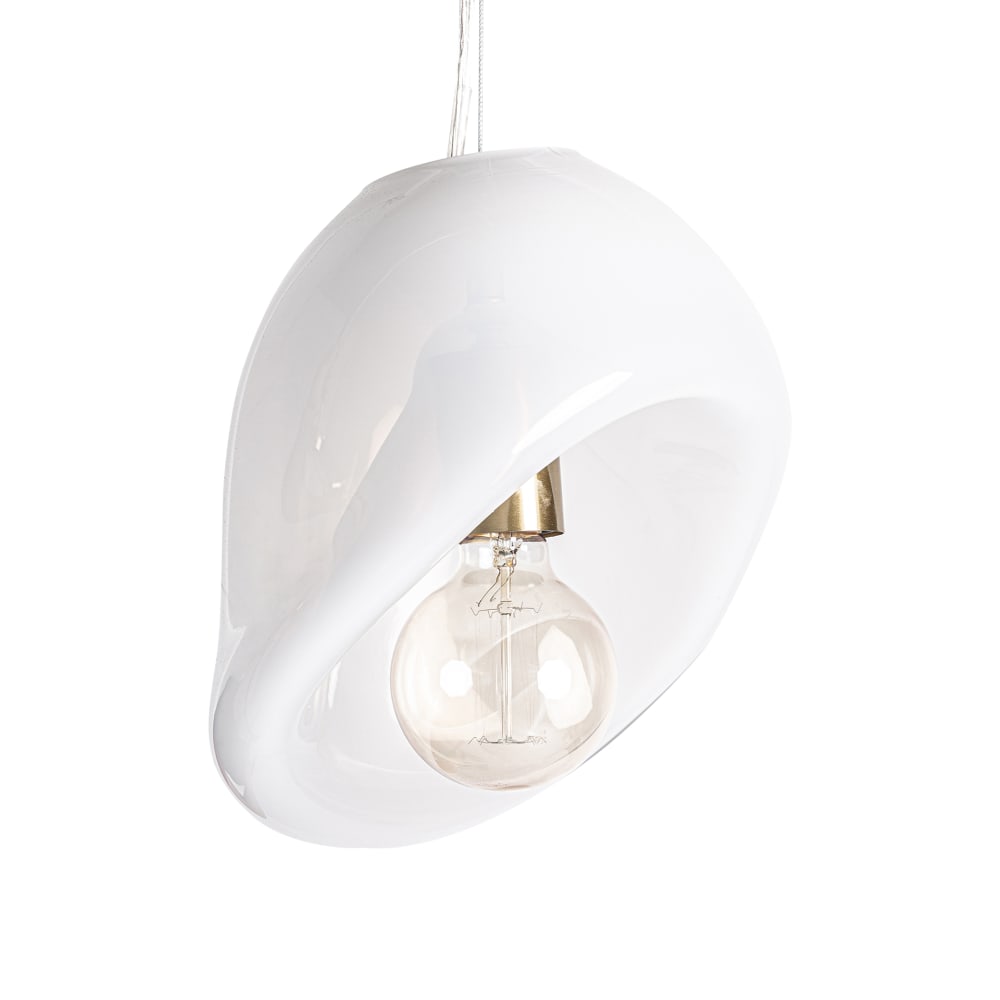 Lustre en verre blanc  en 20x20x160 cm