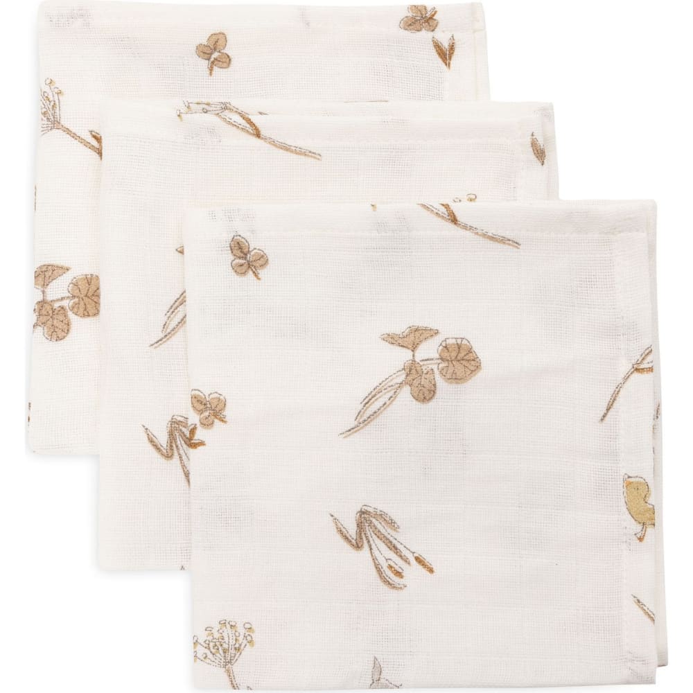 Jollein Lot de 3 mini langes en gaze de coton Beige Coton - 31x31x1cm