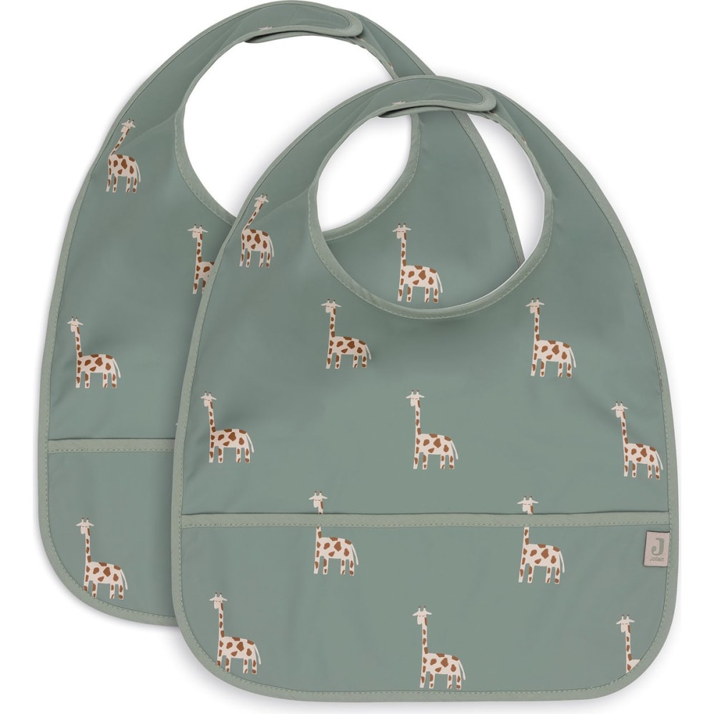 Jollein Lot de 2 bavoirs plastifiés Vert Certifié Oeko-Tex Pes - Polyester - 29x40x1cm