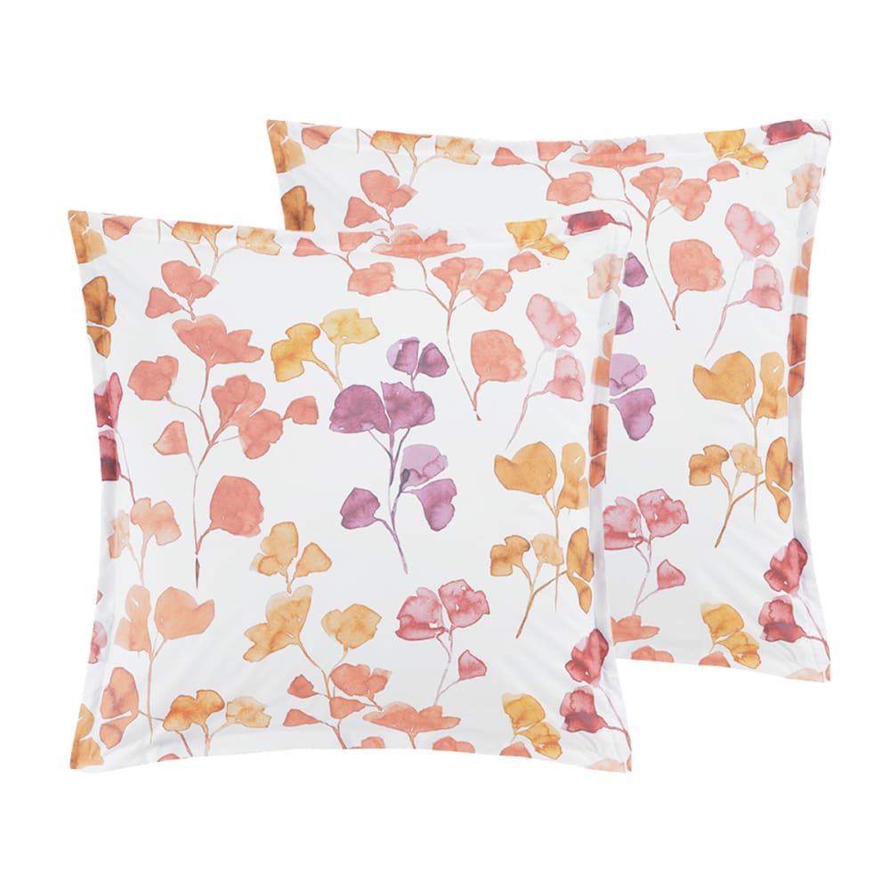2 taies d'oreillers en percale de coton safran 65x65 cm