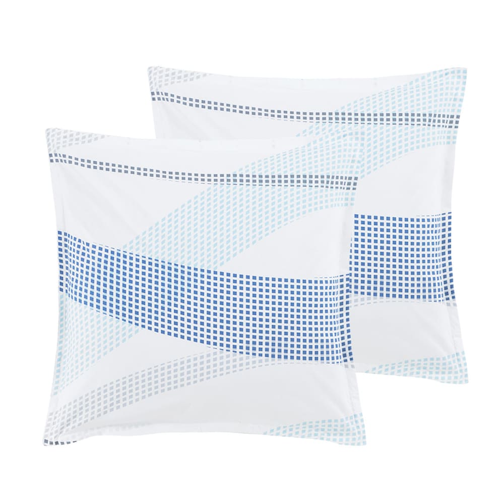 2 taies d'oreillers en percale de coton Indigo 65x65 cm