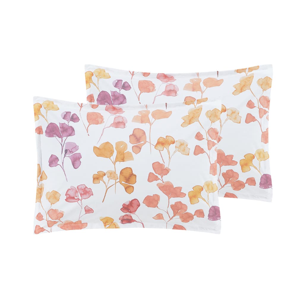 2 taies d'oreillers en percale de coton safran 50x70 cm