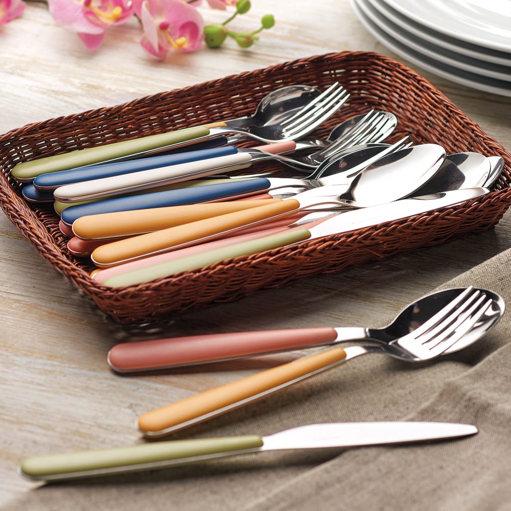 Ménagère 24 pièces en acier inoxydable et acrylique rose - Maisons du Monde