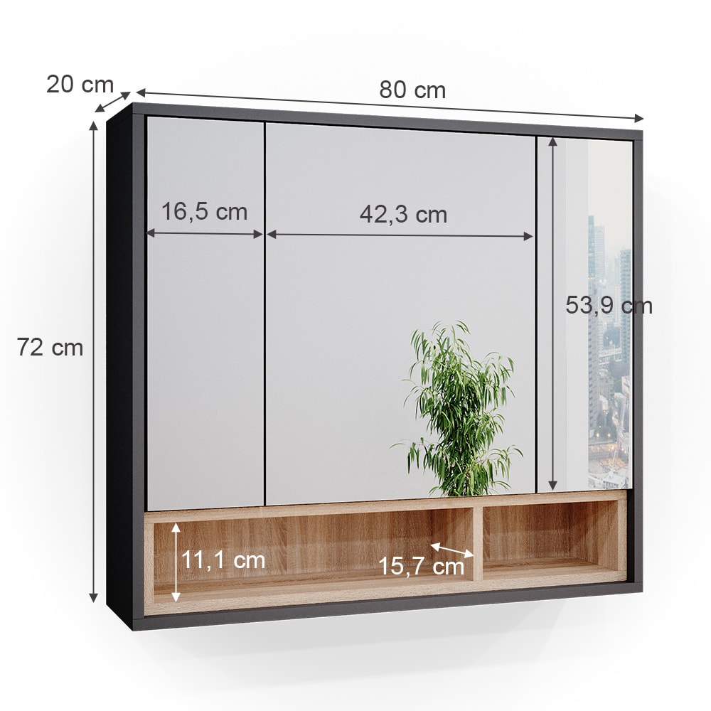 Armoire de toilette 80x72cm, anthracite - Maisons du Monde
