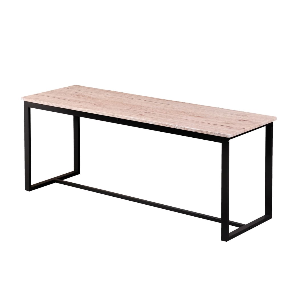 Toilinux Banc d'intérieur en effet bois et métal beige style contemporain Beige Panneau De Particules - 120x45x35cm